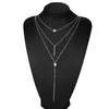 Colares de pingentes jóias de moda Mulheres pingentes de 3 camadas múltiplas Tassel Long Tassel Charm Chain Metal Chain for GiftPenda