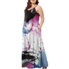 Party Dresses Sexy Women V Neck Dress Summer Bohemian Femme Large Size Tie-Dye Printed Deep Sling Long Skirt Casual Beach