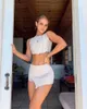 Tute da donna Fashion Outfit 2 pezzi Sexy Crop Top Shorts Suit 2023 Summer Casual Ladies Reverse Wear Costine Gym Yoga Set