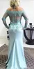 Off Ombro Long Mermaid Dress Cantura Blue Dress Party ST19106