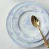 Тарелка европейская керамическая тарелка рука нарисованная пиони для завтрака на завтрак хлеб дневной чай на рабочем столе десертный организатор кухонный посуда