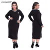الفساتين غير الرسمية Cocoepps بالإضافة إلى حجم امرأة طويلة الخريف شتاء أنثى فستان كبير فضفاضة كبيرة فيديوس 6xl