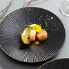 Assiettes Nordic Steak Plate Céramique avec un petit déjeuner doré petit-déjeuner plat haut de gamme exquis El noir décoratif