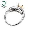 Cluster Rings Caimao Oval Cut Semi Mount Cring Setres 0,69 CT Diamond 18k Желто -белое золото помолвка