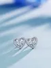 Charm 925 Sterling Silver Jewelry for Women Geometric Crystal Heart Earrings Luxury Wedding Engagement Party Diamond Stud￶rh￤ngen