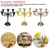 Figurine decorative Candeliere a 3/5 braccia Portacandele in metallo placcato argento / oro Stand Candelabro a colonna in lega di zinco per la decorazione di nozze