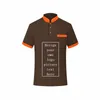 Herrpolos högkvalitativ sommar kortärmad solid färg klassisk polo skjorta anpassad tryckt po logo design för el café personal uniform