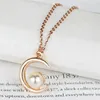 Pendant Necklaces Simple Moon Pearl Necklace Stainless Steel Chokers Trendy Women Crystal Jewelry Mother's Day Gifts