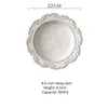 Tallrikar franska retro vit platta krona lättnad keramisk bordsartiklar hem runda oval platt soppskål utsökt klassisk dessert maträtt