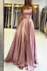 Kvinnor Rems Prom Dress Long High Split Satin aftonkl￤nningar Prom Spaghetti Formella fest Brudt￤rkl￤nningar f￶r skr￤ddarsydd tillverkad