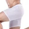 Onderbroek 1PC Mode Sexy Boxershorts Mannen Slipje Ondergoed Ijs Zijde Mesh Slips Ademend Comfortabel Sport Plus Size L-3X