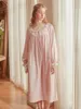 Женская одежда для сна, спановое платье хлопковые женщины с длинным рукавом ночной для женских розовых белых ночной рубаш