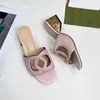 women beach slippers designer shoe soft cowhide 100% leather Thick heels Metal woman SHoes Lazy Baotou Sandals Diamonds Pearl High heeled shoes size 35-41-42 With box