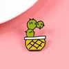 Brooches 6pcs/set Cartoon Cactus Enamel Pin Green Potted Plant Women Men Jackets Lapel Collar Pins Badge Collection Jewelry Gift