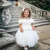 Abiti da ragazza Principessa Bianco Abito da ballo per bambini Fiori da sposa Bambini Festa da sera in pizzo per ragazze Vestidos personalizzati 2023