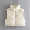 Women's Vests Woman White Black Cropped Vest Coat Autumn Waistcoat 2023 Casual High Neck Cotton-Padded Warm Fashion Basic Classic Sporty