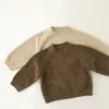 Pull marron enfants pulls printemps hiver bébé garçons filles chaud tricoté fond épaissir vêtements pour enfants haut de haute qualité