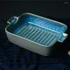 Plates Ceramic Plate Rectangular Dish Dinner Baking Pan Baked Deep Bowl Household Tray With Double Heat Resistance 1pcs