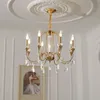 Américain Classique K9 Cristal Pendentif Lampes Français De Luxe Pendentif Lumières Luminaire Européen Noble Romantique Chambre Suspension Lampe Maison Éclairage Intérieur Décoration