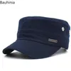 Cappelli a tesa larga Moda regolabile Cappello da sole primaverile Cotone Flat Top Militare Outdoor Sunproof Casual con fori in rame