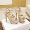 Sandals 2023 Cross Strap Women Sexy 14cm High Heels Platform Party Dress Wedding Gold Silver Ladies Shoes Size 41 42 43