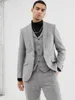 Costumes pour hommes Tuxedos de mariage gris clair pour hommes à chevrons 3 pièces en laine Vintage formel sur mesure costume pour garçons (veste gilet pantalon)