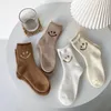 Women Socks Japanese Korea Autumn Winter Solid Color Casual Cute Smile Soft Thicken Warm Cotton Breathable For Snow Boots