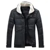 Men's Down Winter Stand Collar Jacket Casual Thickening White Duck Short Warm Middle Aged Hair Coat