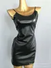 Sexy Skirt Women Latex Dress V-Neck Summer Clubwear Black Backless Leather Dresses Cosplay Fancy Lingerie Dress new