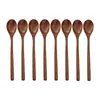 Ensembles de vaisselle cuillère en bois 8 pièces cuillères à soupe en bois pour manger mélanger remuer cuisine longue poignée ustensiles de cuisine de Style japonais