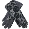 Cinq doigts gants dames hiver chaud mode impression Non-polaire extérieur équitation coupe-vent résistant au froid gants en coton1