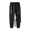 Мужские брюки функциональные тактические грузовые бегуны мужские брюки хип-хоп ленты многосайны черные wb189