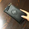 Cartera de cuero ultrafina simple con borla para mujer, Cremallera larga, bolso de cuero vacuno suave, clip de cuero, nuevo estilo