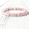 Charm Bracelets 2023 STYLE Beautiful Rosequartz Elasticity Bracelet Fashion Gift For Girl Or Women Wrist Jewelry Pink Bead Yoga
