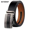 Belts Black Leather Belt Men Fashion Click Buckle Metal Trouser Strap Male Western Ratchet Dress 43"-51"Belts BeltsBelts Enek22