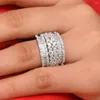 Anneaux de mariage de luxe 3 rangées empilables pour les femmes Bijoux de fiançailles de mariée Cubic Zirconia CZ Accessoires