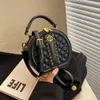 Spring 2023 new small bag women's fashion rhombus embroidery chain messenger bag texture portable small round bag