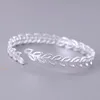 Bangle Pure Silver Cuff Bangles for Women Leaf Charm Armband Armband Pulseira Femme Trendy Jewelry Accessories Party Gifts