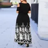 Vestidos de festa noite verão plus size maxi vestido mulheres 5xl 2023 manga curta estampada floral elegante grande para senhoras vestidos