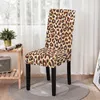 Stol täcker Leopard Print Polyester Stretch Cover för matsalen Anti-Dirty Elastic Seat Overoble Weddings Party Bankett