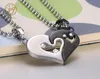 Chains Zhijia 2pcs Heart-shape "I Love You" Stainless Steel Couple Lovers Half Heart Pendant Necklace Puzzle One Pair