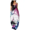 Party Dresses Sexy Women V Neck Dress Summer Bohemian Femme Large Size Tie-Dye Printed Deep Sling Long Skirt Casual Beach