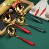 Set di stoviglie WORTHBUY Mestolo per zuppa d'oro Paletta in acciaio inossidabile con manico lungo Scolapasta Cucchiaio da portata Accessori da cucina Cottura 230204