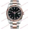 Montre de haute qualité 2813 montre automatique pour hommes 116231 36mm cadran noir montre-bracelet en acier inoxydable en or rose 18 carats verre saphir 116203 116200 116234 montres pour femmes roses