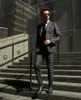 Erkek Suit Blazers yakışıklı erkek yün karışımı 3 parçalı (ceket yeleği pantolon) zirveli yaka kostümü homme işadamı takım elbise ince fit özel özel se
