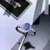 Pierścienie klastra Pure 925 srebrna biżuteria dla kobiet Wedding Blue Sapphire Star Pierścień zaręczynowy