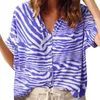 여성용 블라우스 여성을위한 운동 착용 여성 여름 패션 짧은 슬리브 인쇄 버튼 셔츠 느슨한 매일 블라우스 탑 T