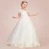 Flickklänningar prinsessa tyll junior brudtärna klänning spetsar barn för bröllopstävlingsklänningar blomma 2023