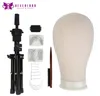 Wig Stand 21/22/23'' Wig Mannequin Head Canvas Block Head Styling Training Manikin Head Wig Stand Tabletop Tripod Free Get T Needle Holder 230204