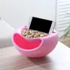 Bowls Creative Bowl Double Layer Dry Fruit Containers Seeds Storage Box Garbage Holder Plate Dish Organizer With Phone Holde